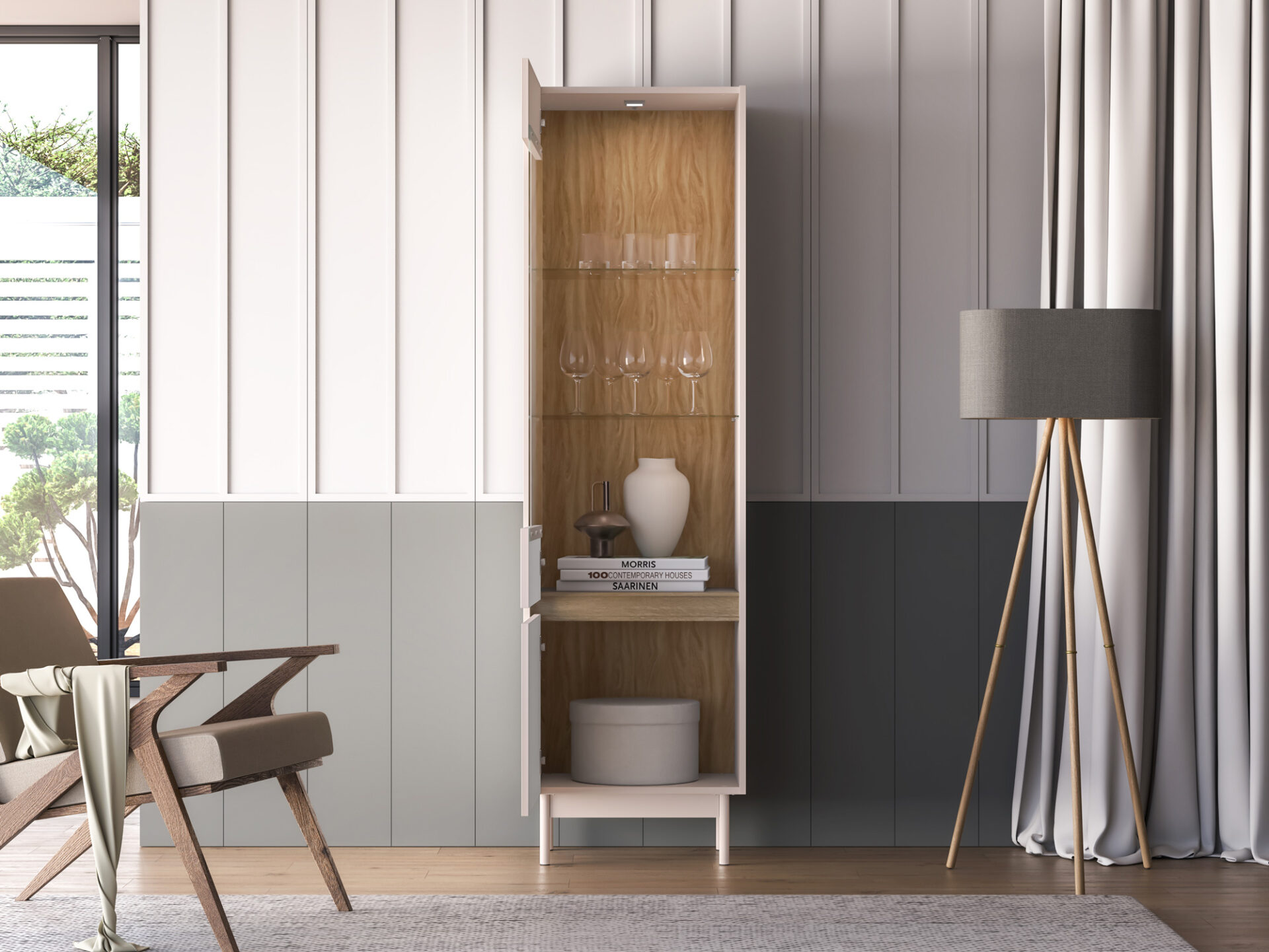 Dunea 02 kašmyras / cremona ąžuolo torro - vitrininė spinta 1D1W — изображение 8