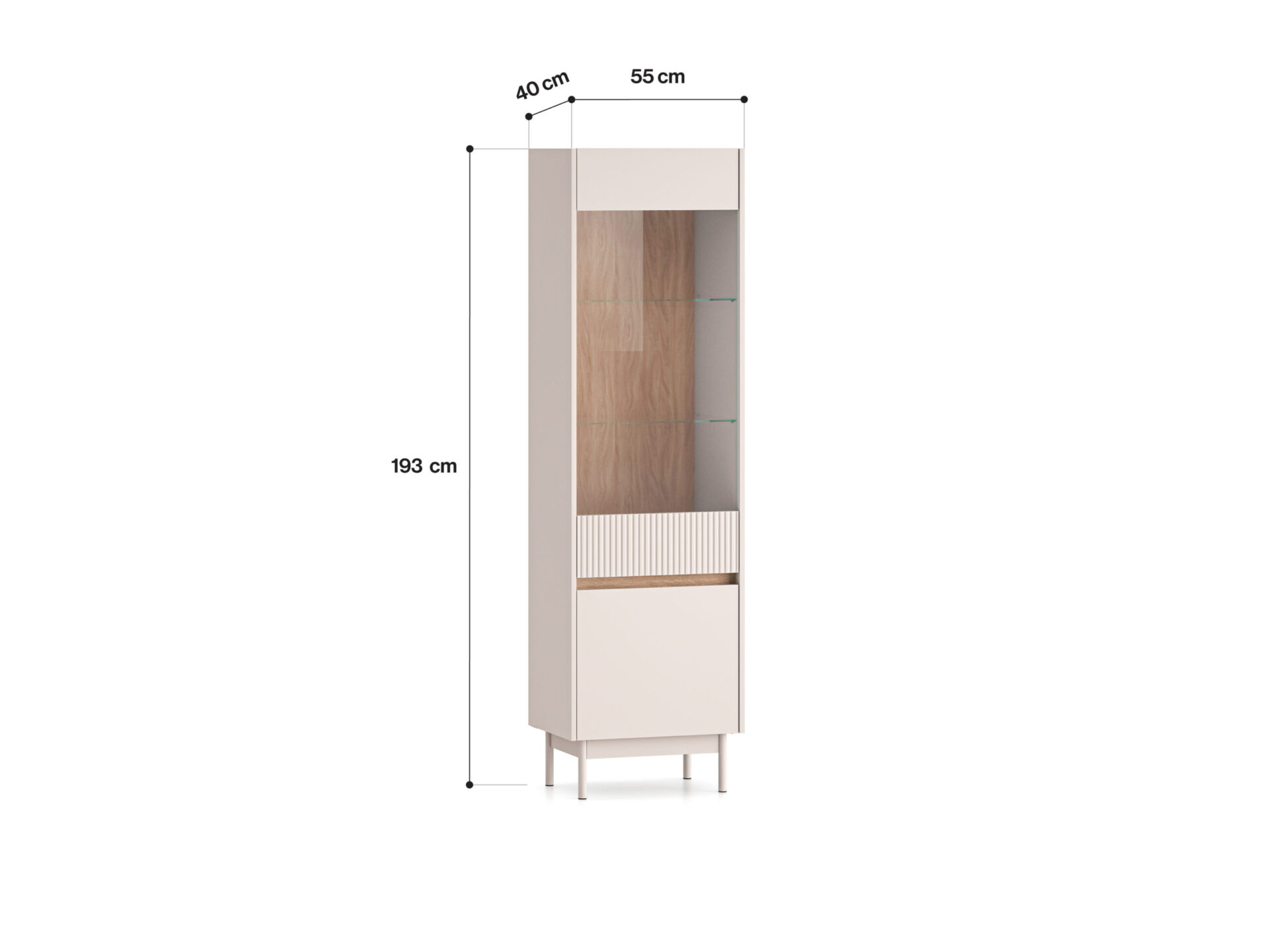 Dunea 02 kašmyras / cremona ąžuolo torro - vitrininė spinta 1D1W — изображение 10