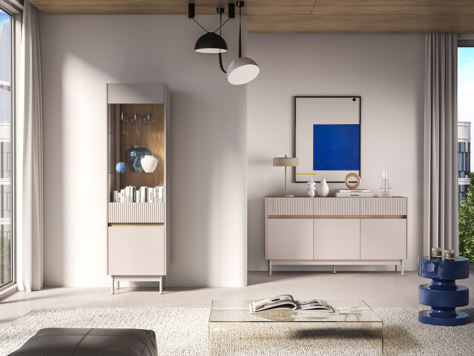 Dunea 02 kašmyras / cremona ąžuolo torro - vitrininė spinta 1D1W — изображение 12