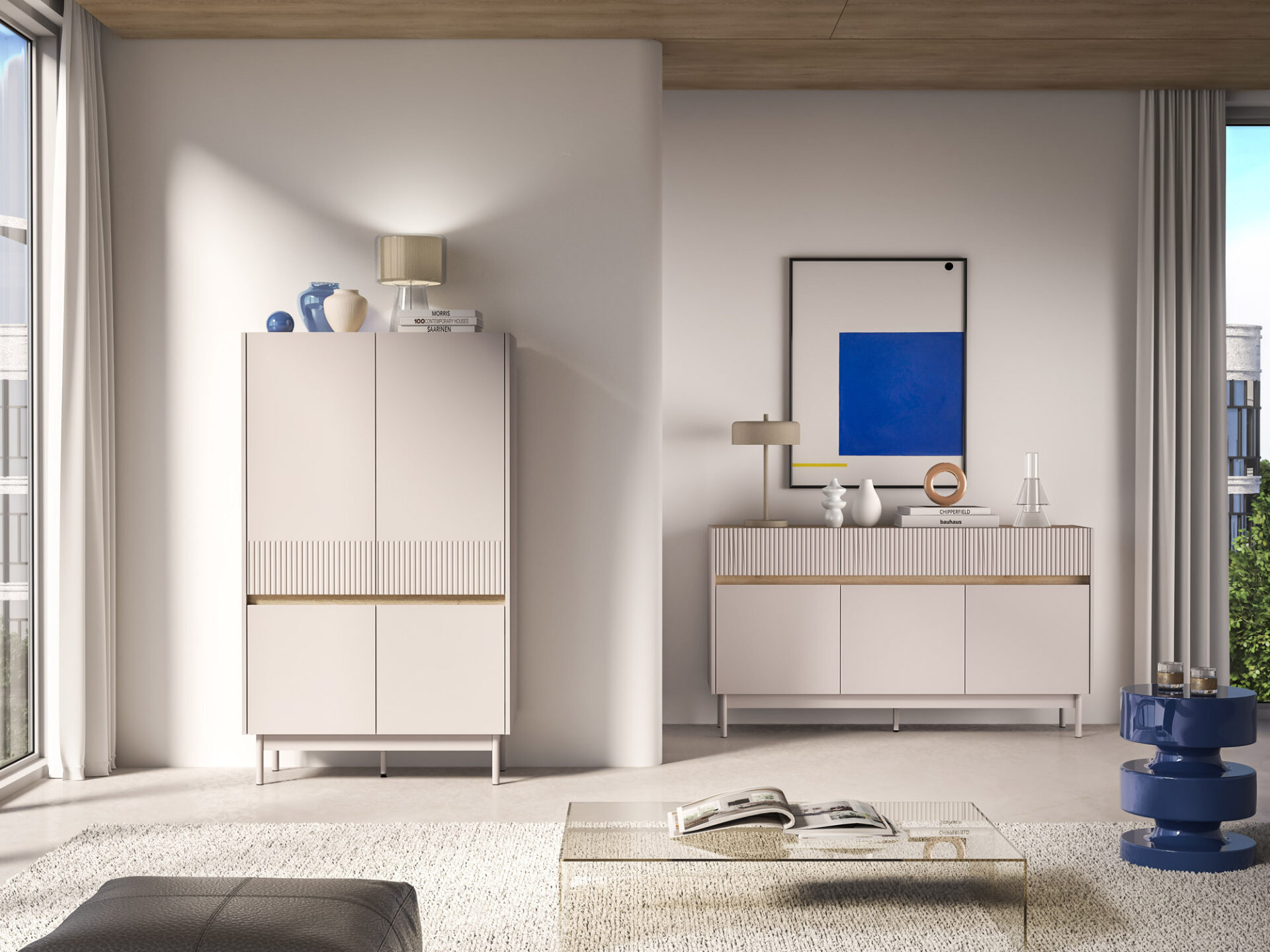 Dunea 04 kašmyro / kremonos ąžuolo spalvos torro komoda - 4D komoda - Paveikslėlis 8