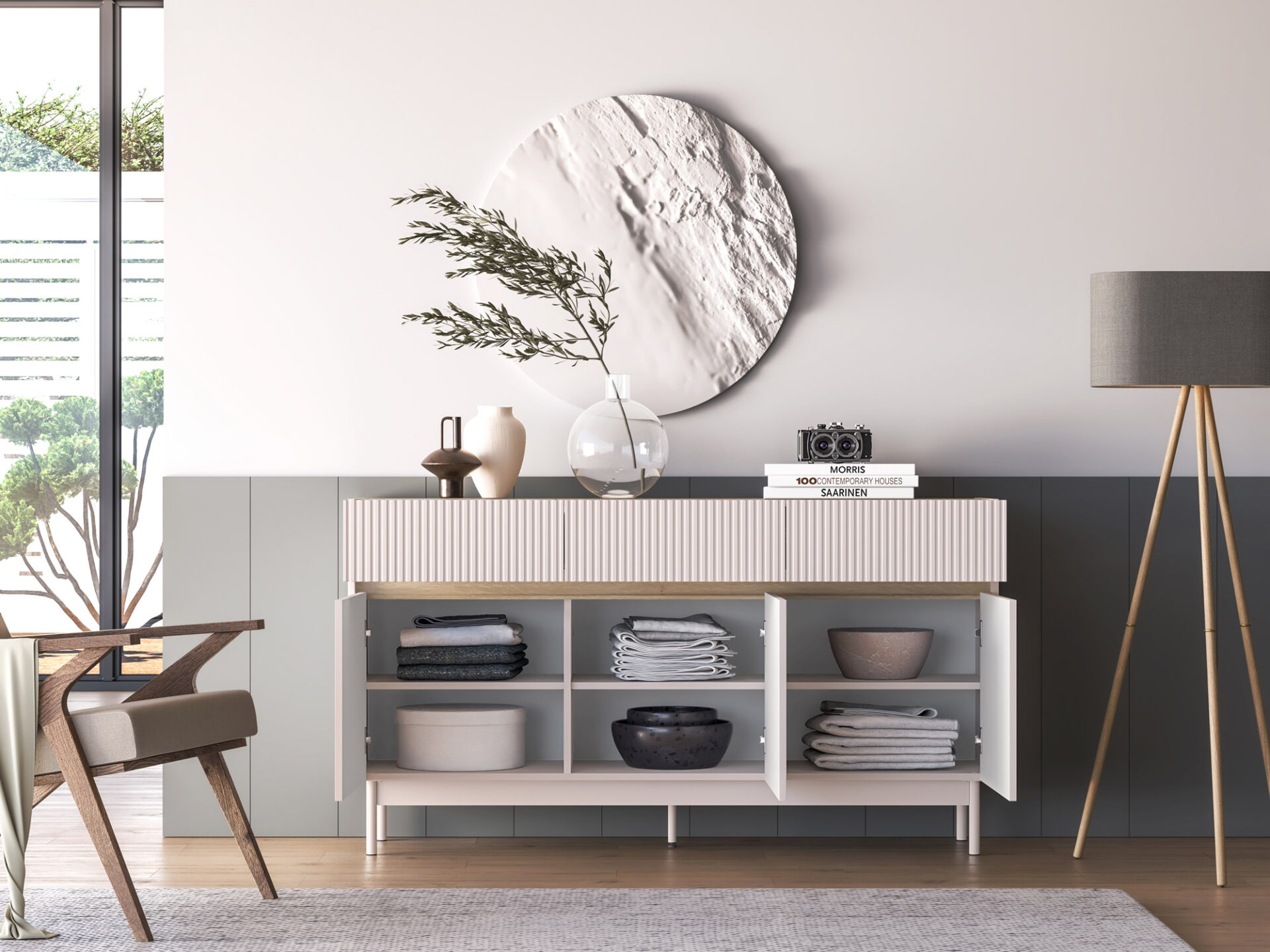 Dunea 05 kašmyro / kremonos ąžuolo spalvos torro komoda - 3D3S - Paveikslėlis 4