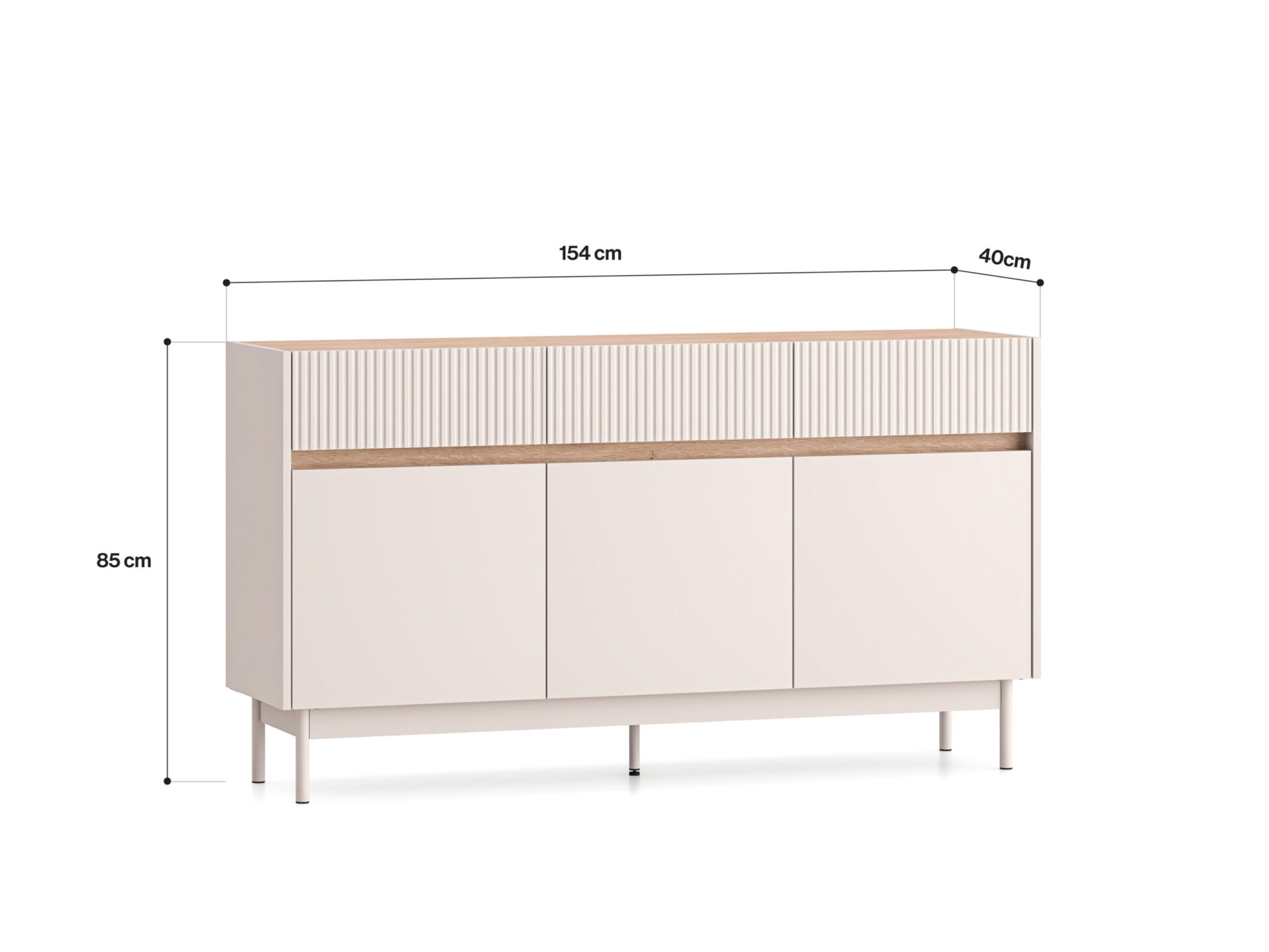 Dunea 05 kašmyro / kremonos ąžuolo spalvos torro komoda - 3D3S - Paveikslėlis 6