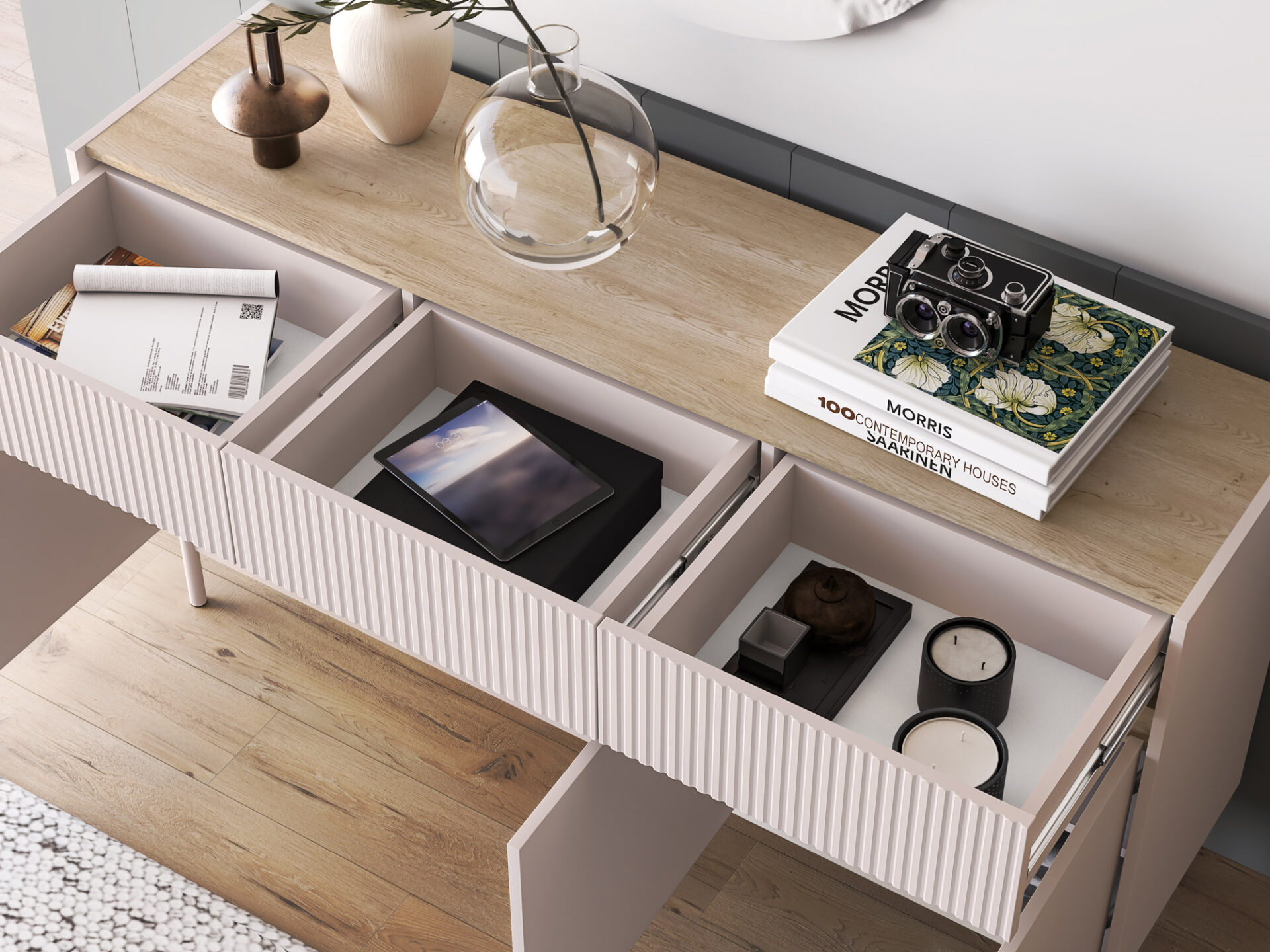 Dunea 05 kašmyro / kremonos ąžuolo spalvos torro komoda - 3D3S - Paveikslėlis 7