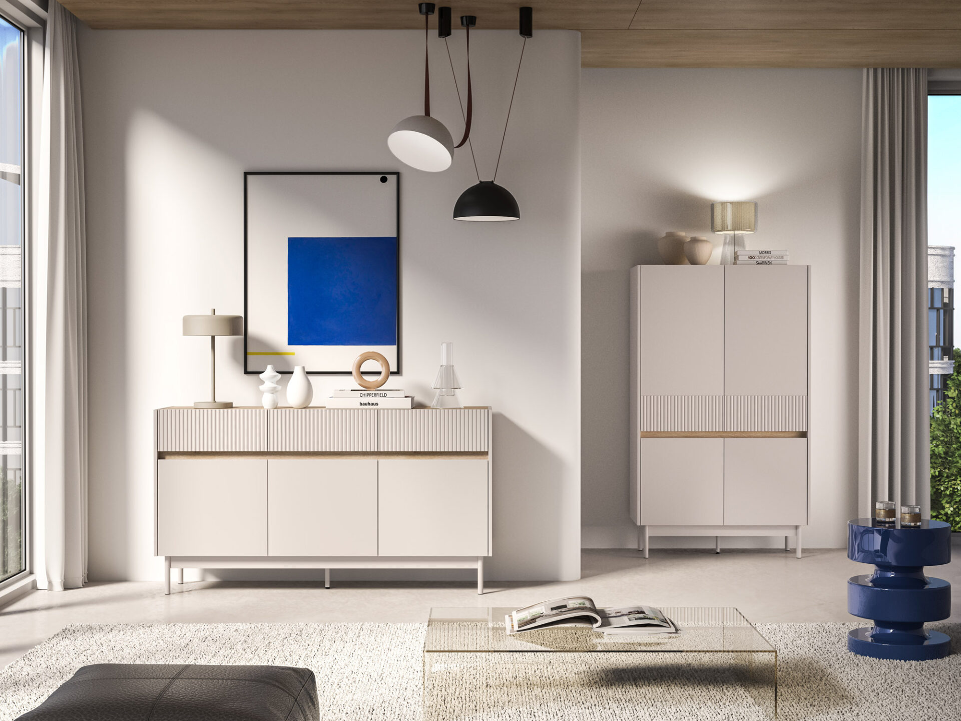 Dunea 05 kašmyro / kremonos ąžuolo spalvos torro komoda - 3D3S - Paveikslėlis 9