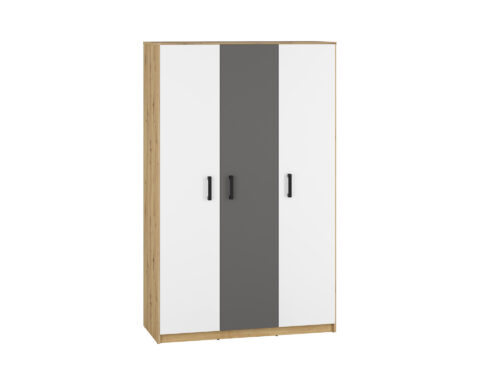 FINI 02 ąžuolo spalvos korpusas / baltas priekis / antracito spalvos įdėklas – spinta