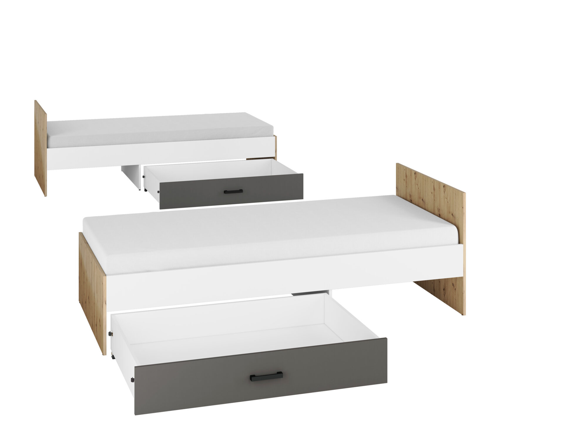 FINI 09 ąžuolo spalvos korpusas / baltas priekis / antracito spalvos įdėklas lovai — изображение 9