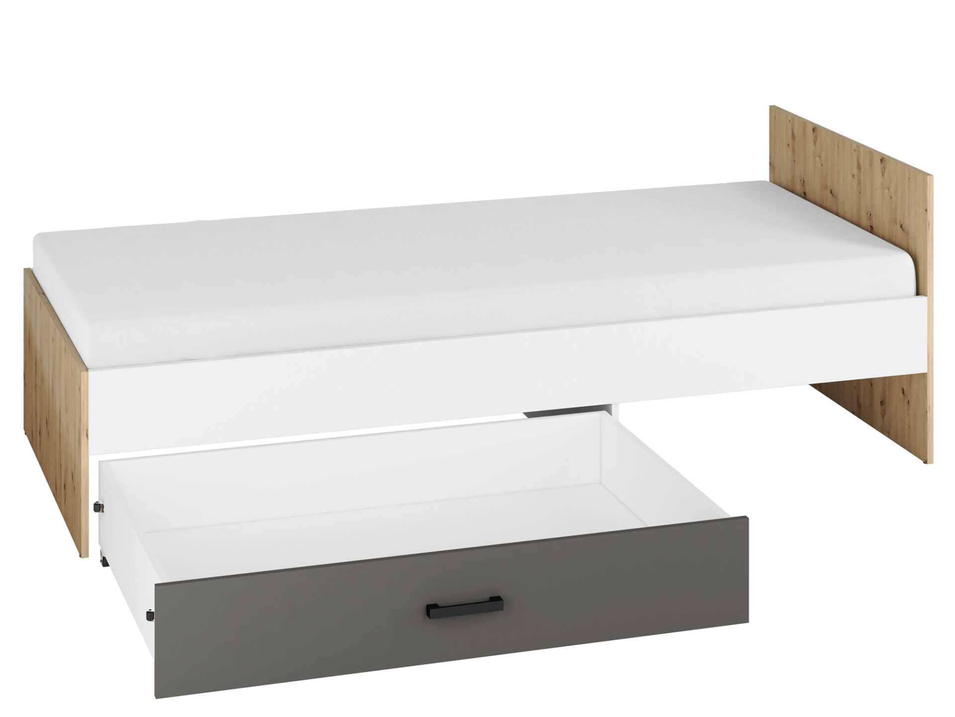 FINI 09 ąžuolo spalvos korpusas / baltas priekis / antracito spalvos įdėklas lovai — изображение 10