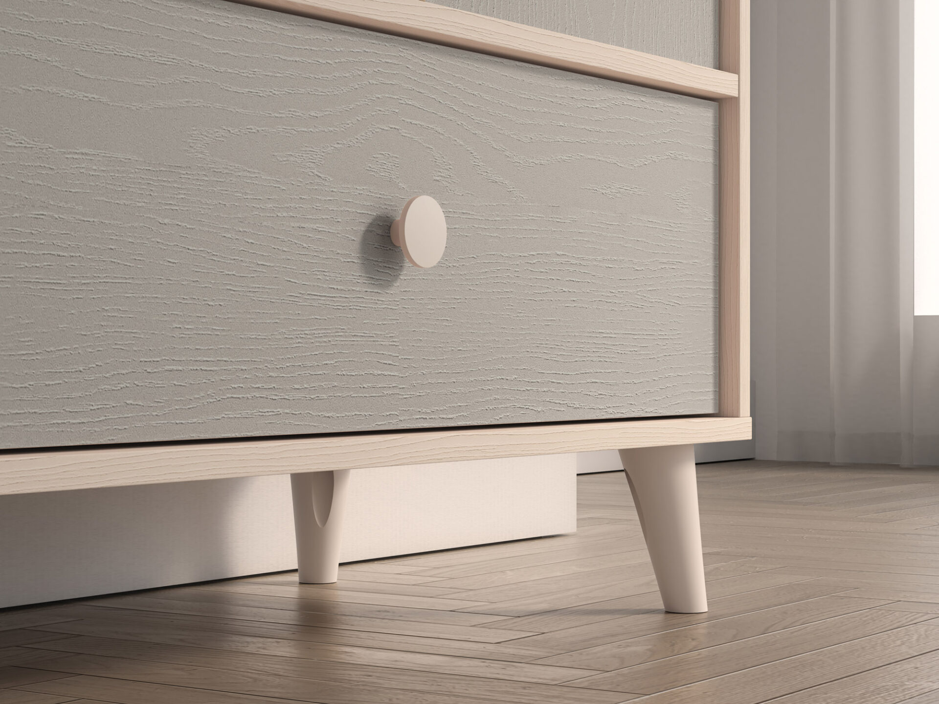 Mevel 04 Dykumos smėlio/pilkos paladžio spalvos - Komoda 1D1S — изображение 8