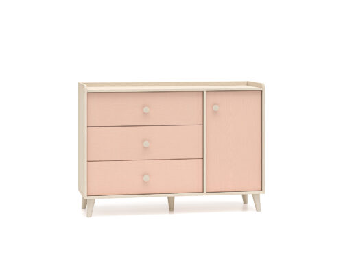 Mevel 05 Dykumos smėlio/tūkstantmečio rožinės spalvos – 1D3S komoda