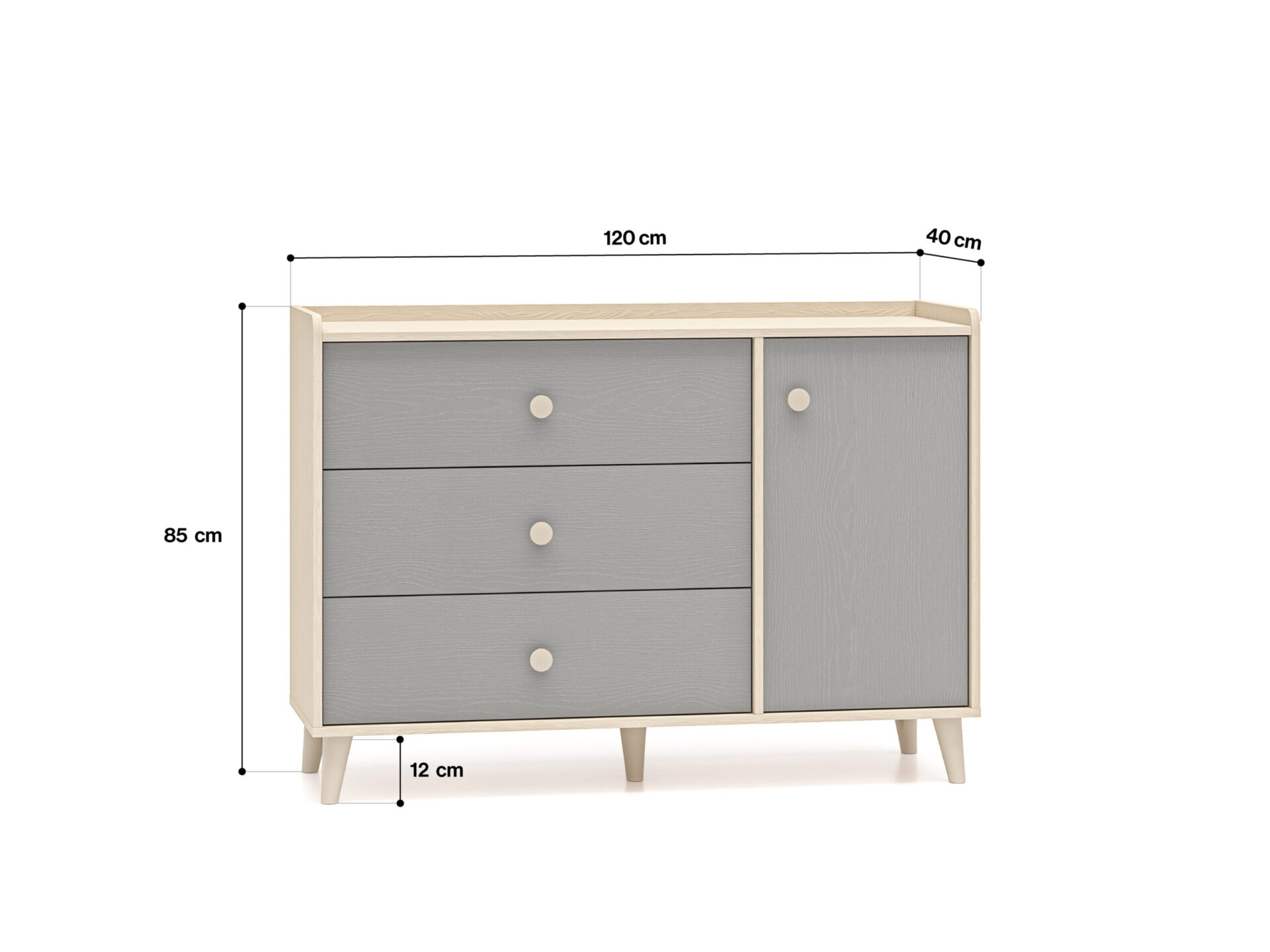 Mevel 05 Dykumos smėlio/pilkos paladžio spalvos - Komoda 1D3S — изображение 6