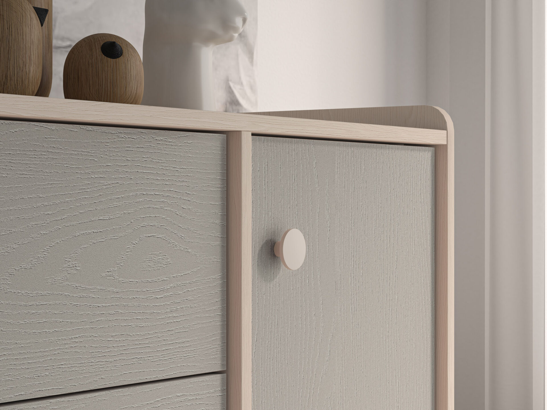 Mevel 05 Dykumos smėlio/pilkos paladžio spalvos - Komoda 1D3S — изображение 8