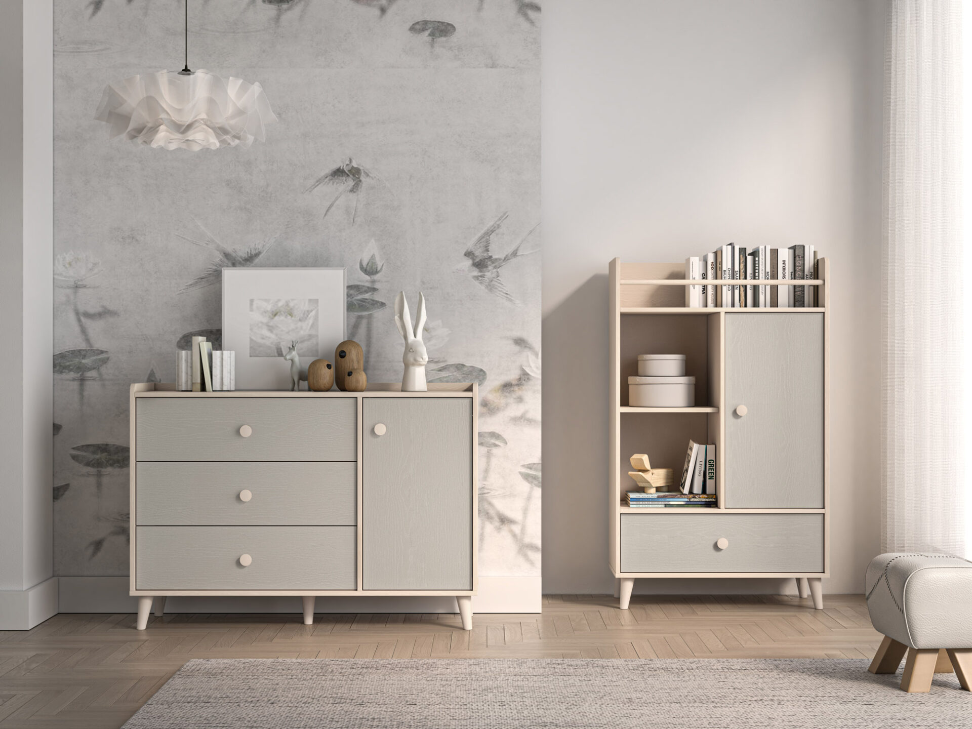 Mevel 05 Dykumos smėlio/pilkos paladžio spalvos - Komoda 1D3S — изображение 10