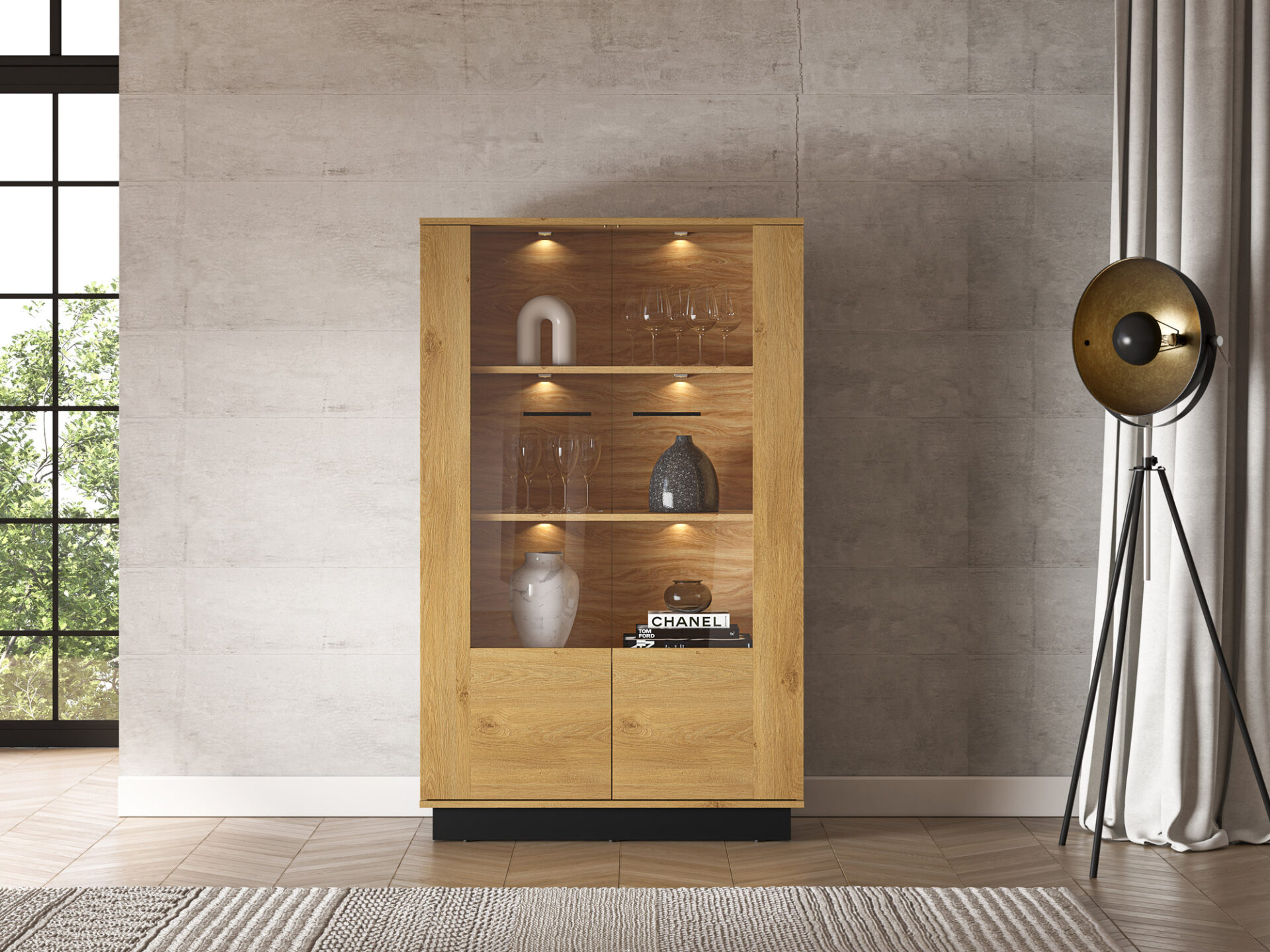 MODESTO 03 stilinga ąžuolo/juodos spalvos – 2D vitrina — изображение 5