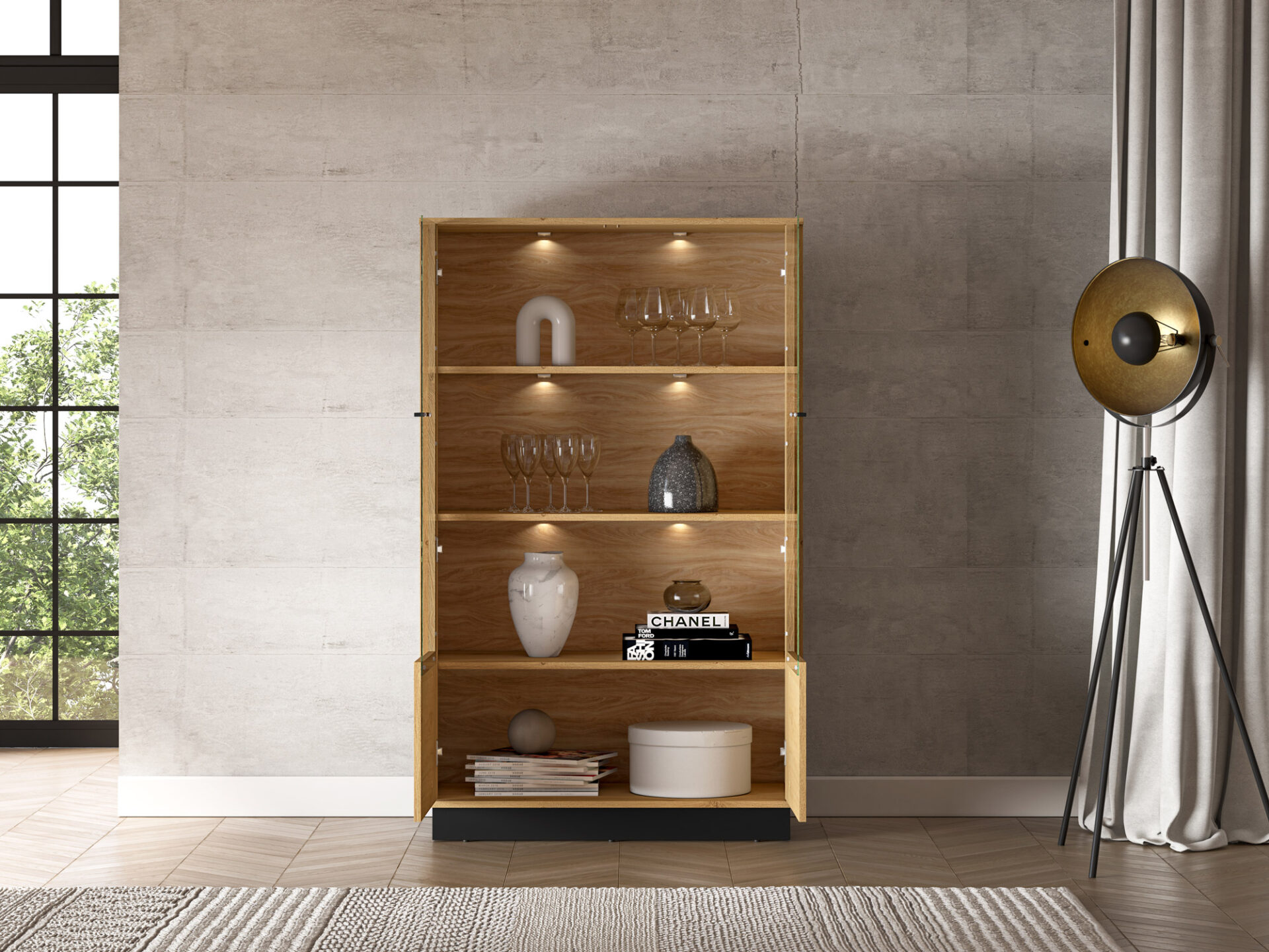 MODESTO 03 stilinga ąžuolo/juodos spalvos – 2D vitrina — изображение 6