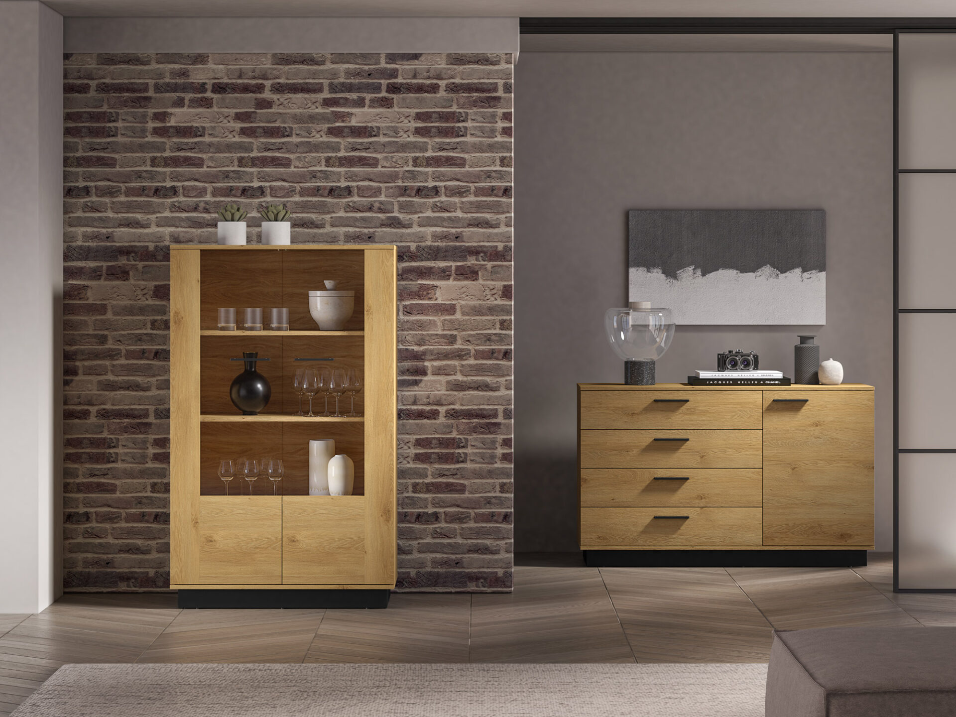 MODESTO 03 stilinga ąžuolo/juodos spalvos – 2D vitrina — изображение 12