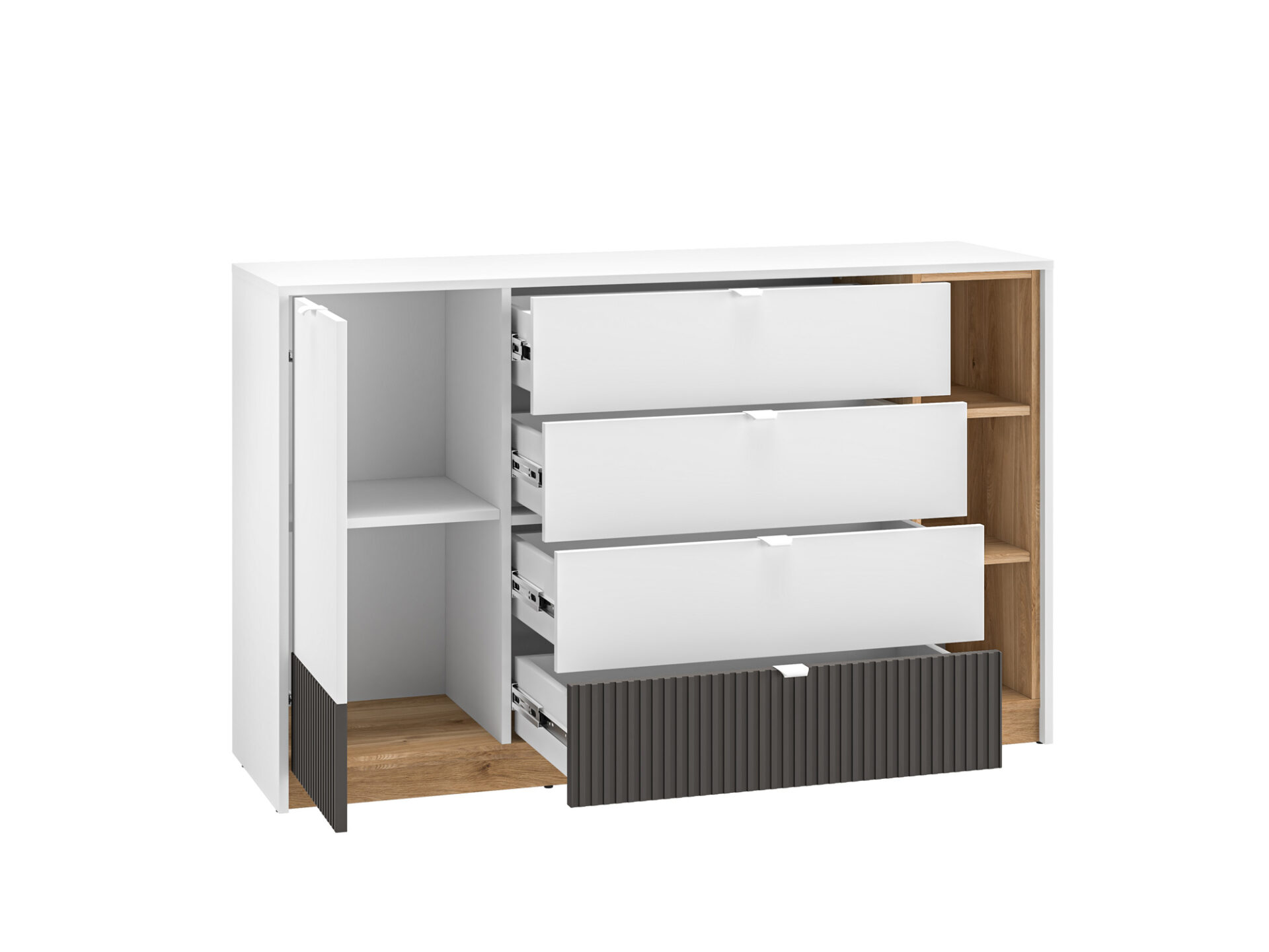 Torino 06 Alpių balta/Castello medaus/matinis grafitas - Komoda - Paveikslėlis 2