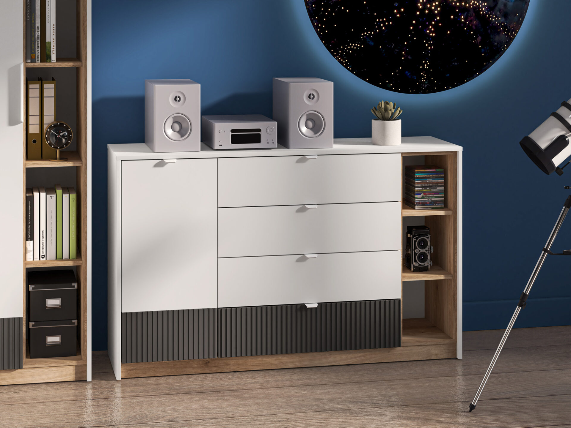 Torino 06 Alpių balta/Castello medaus/matinis grafitas - Komoda - Paveikslėlis 4