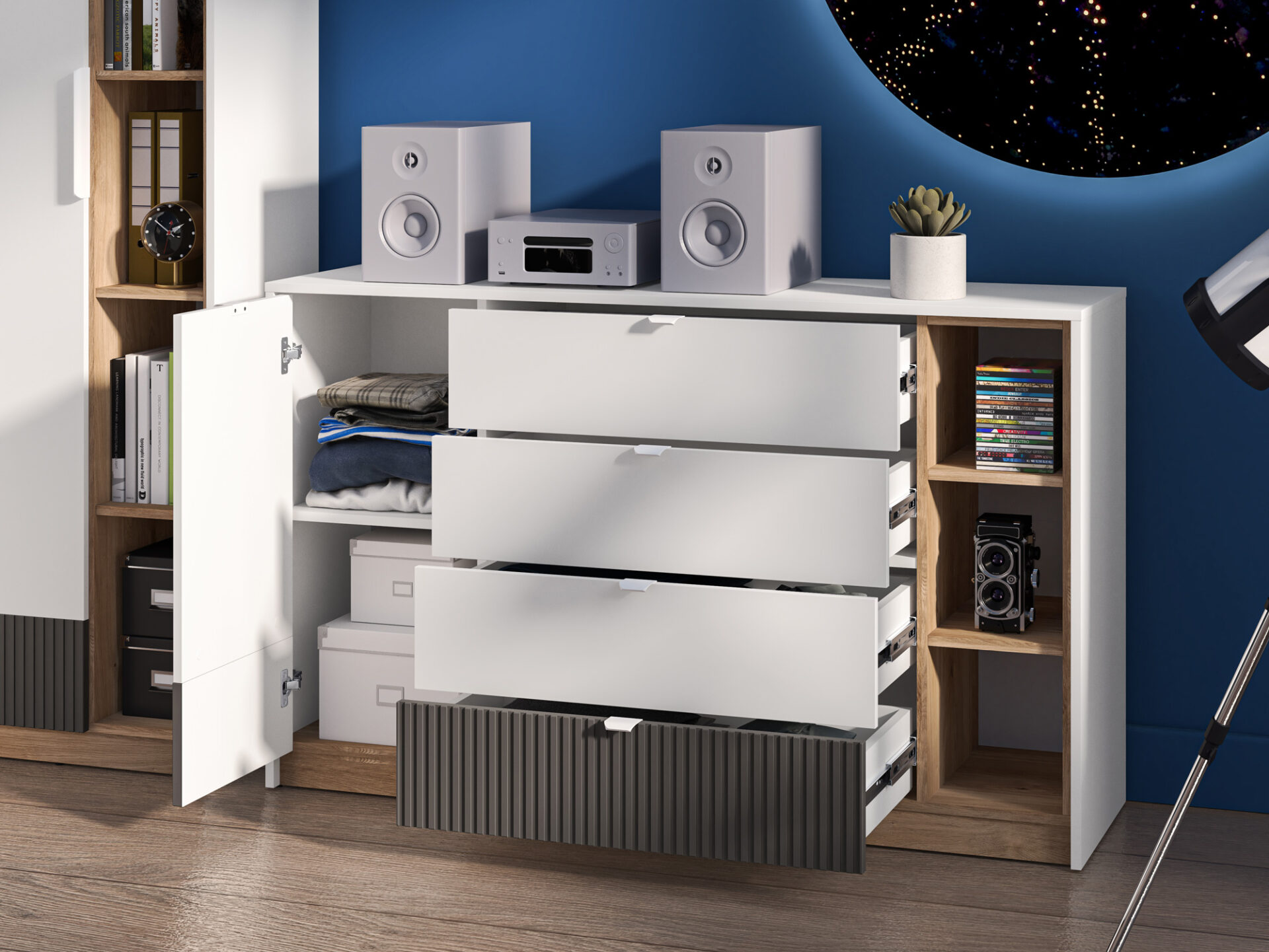 Torino 06 Alpių balta/Castello medaus/matinis grafitas - Komoda - Paveikslėlis 5