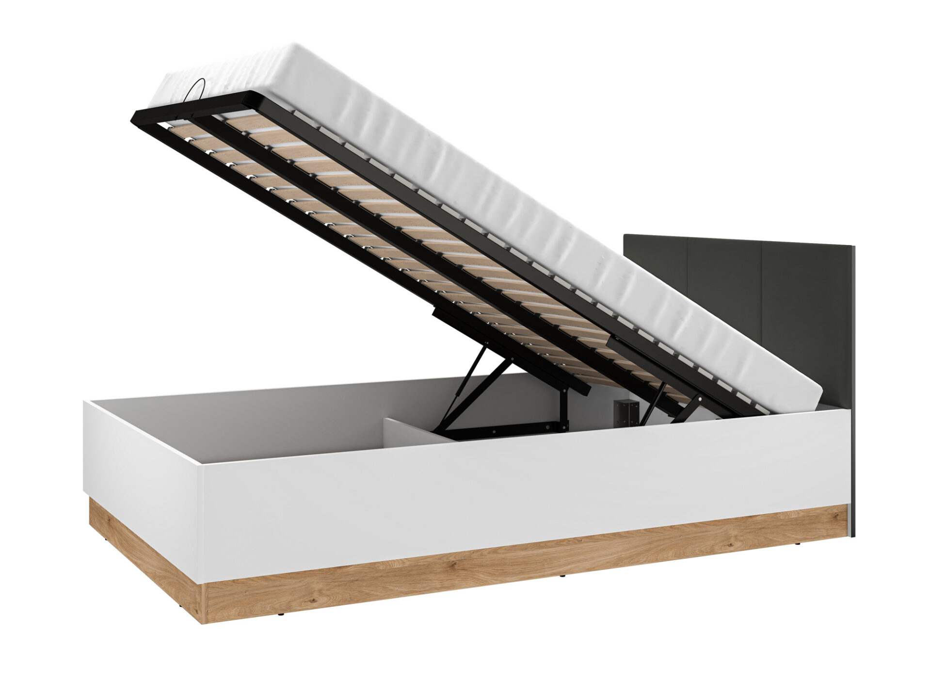 Torino 12-01 Alpių balta/Castello medaus/matinis grafitas/apmuštos panelės - Lova