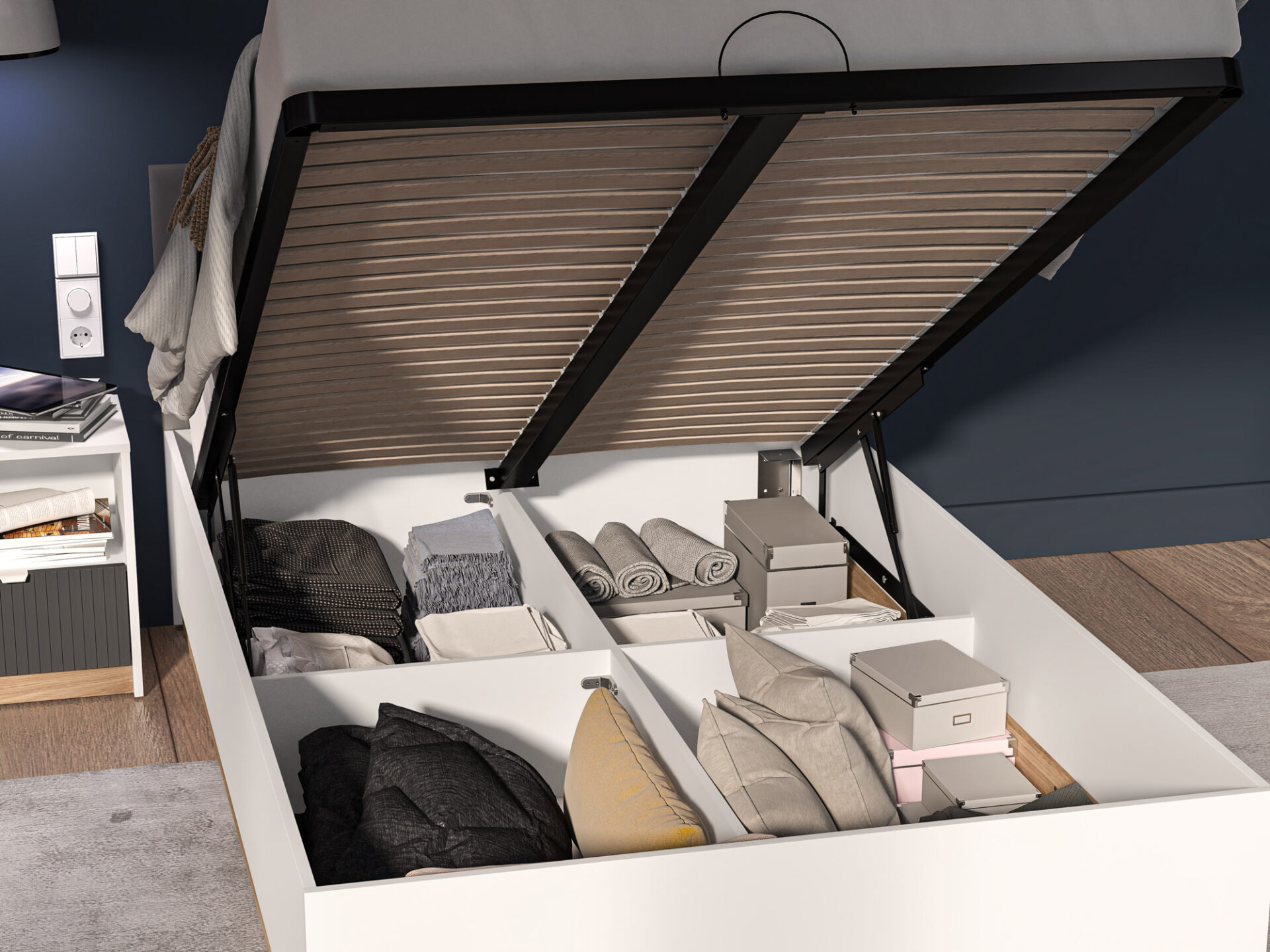 Torino 12-01 Alpių balta/Castello medaus/matinis grafitas/apmuštos panelės - Lova - Paveikslėlis 7