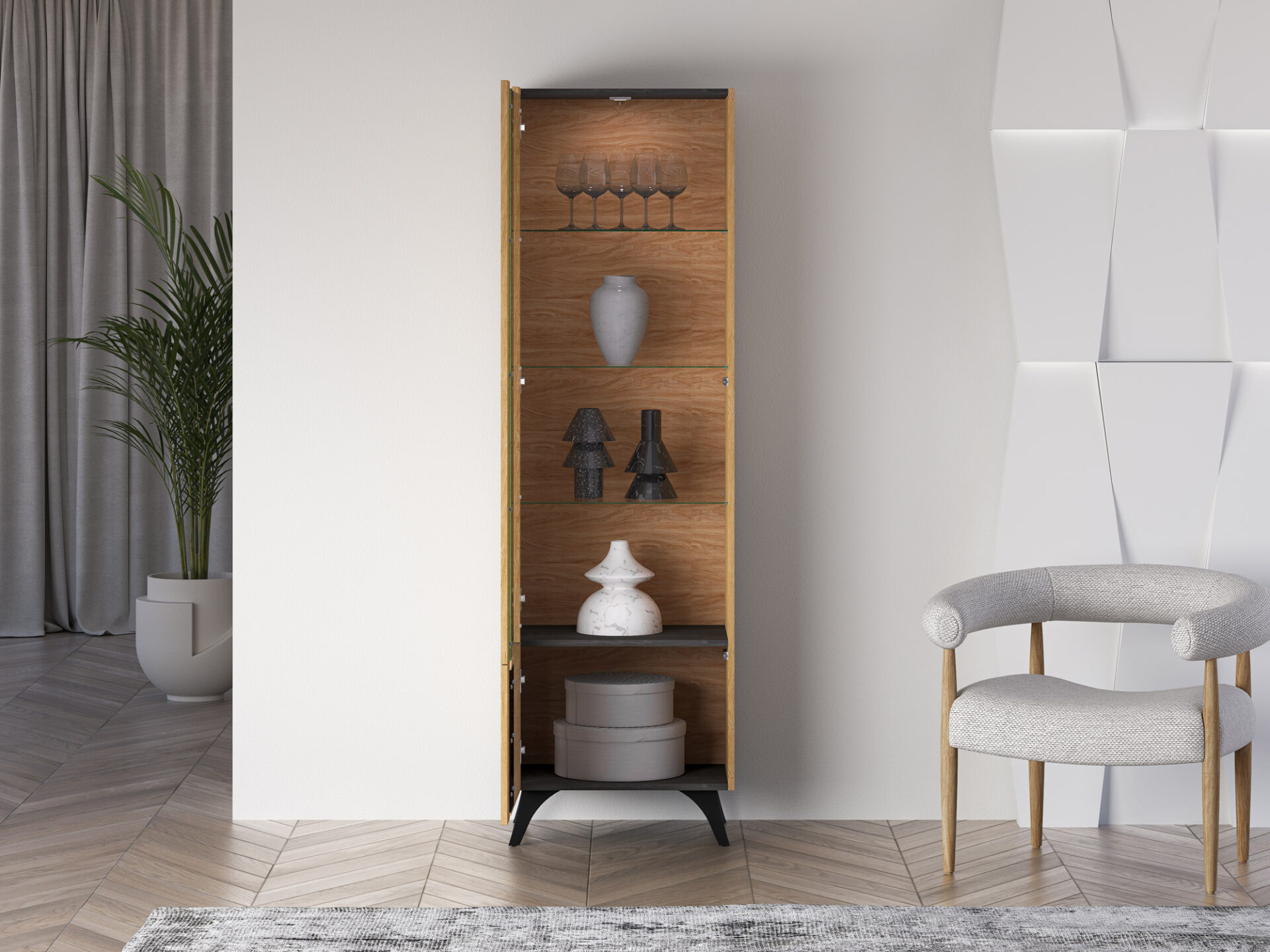 „Toscania 02“ kairinė „Baltic Dune Oak“ / „Prestige Black Ash“ – 1W1D vitrina - Paveikslėlis 8