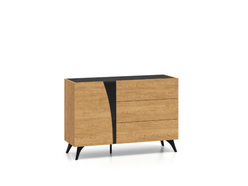 Toscania 05 Baltic Dune Oak/Prestige Ash Black – Komoda su stalčiais 1D 3S