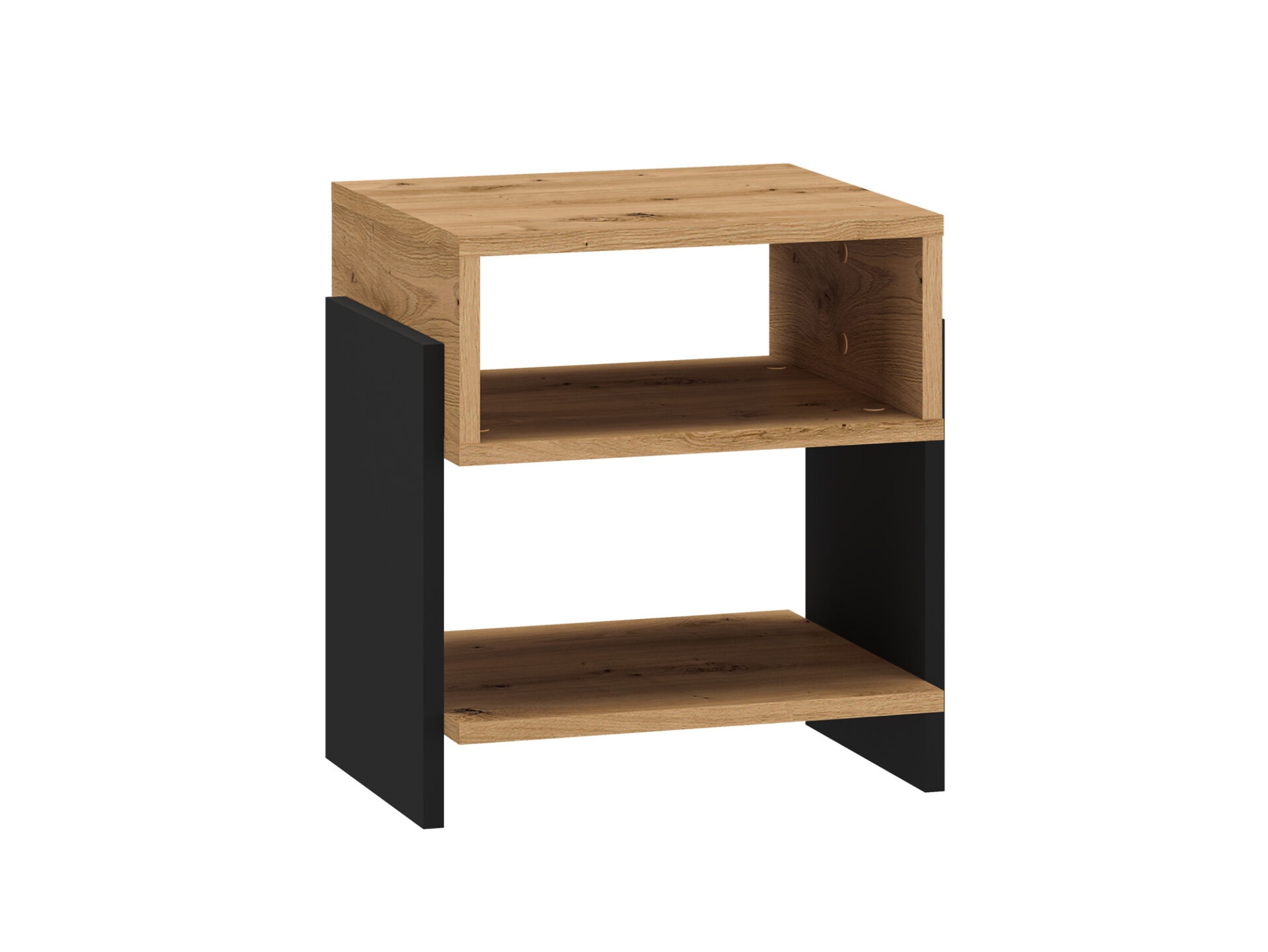 TRIS 01 artisan ąžuolo/juodos spalvos naktinis staliukas