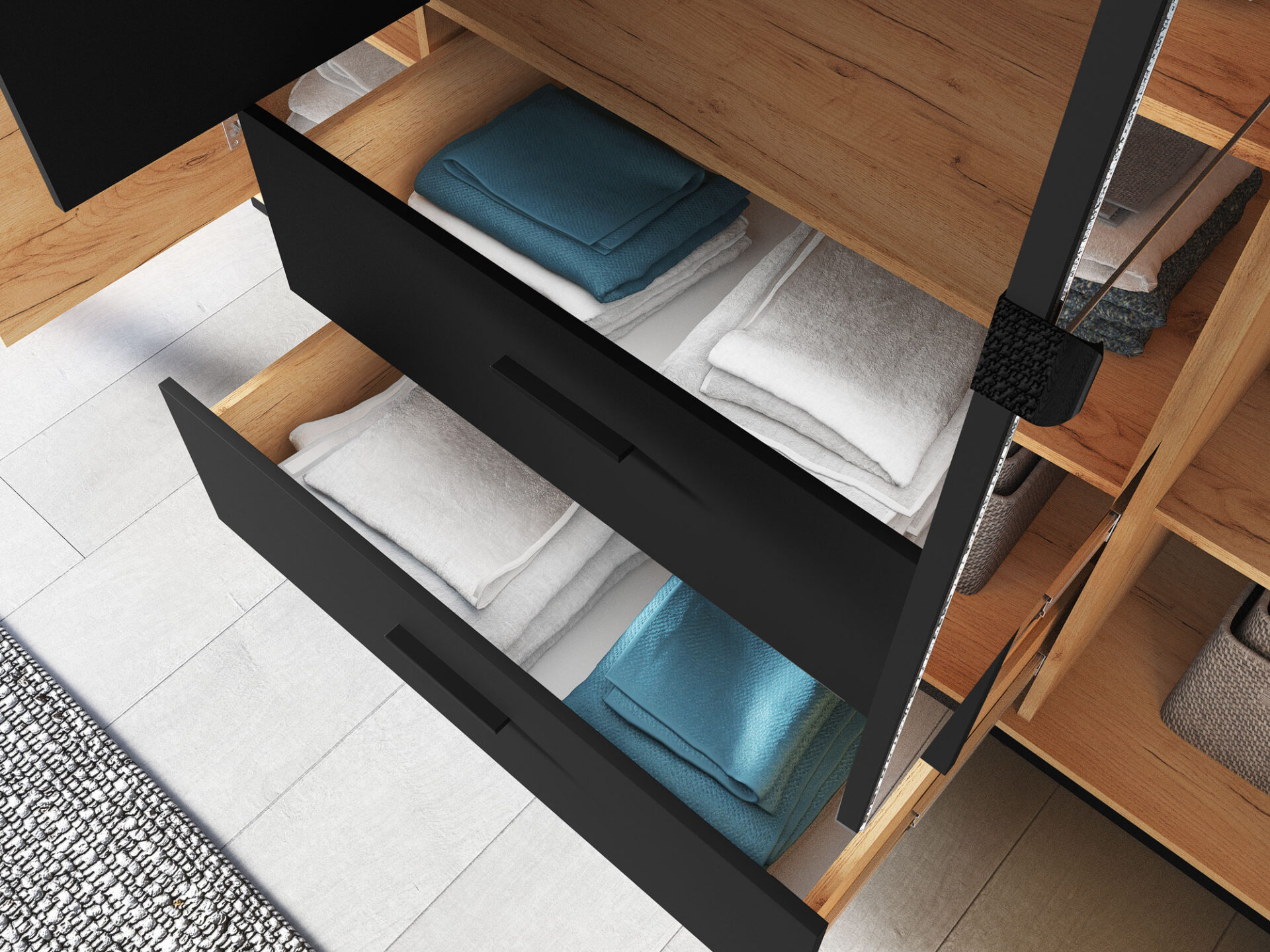 URSO 01 rankdarbių aukso/juodos spalvos spinta 4D1S