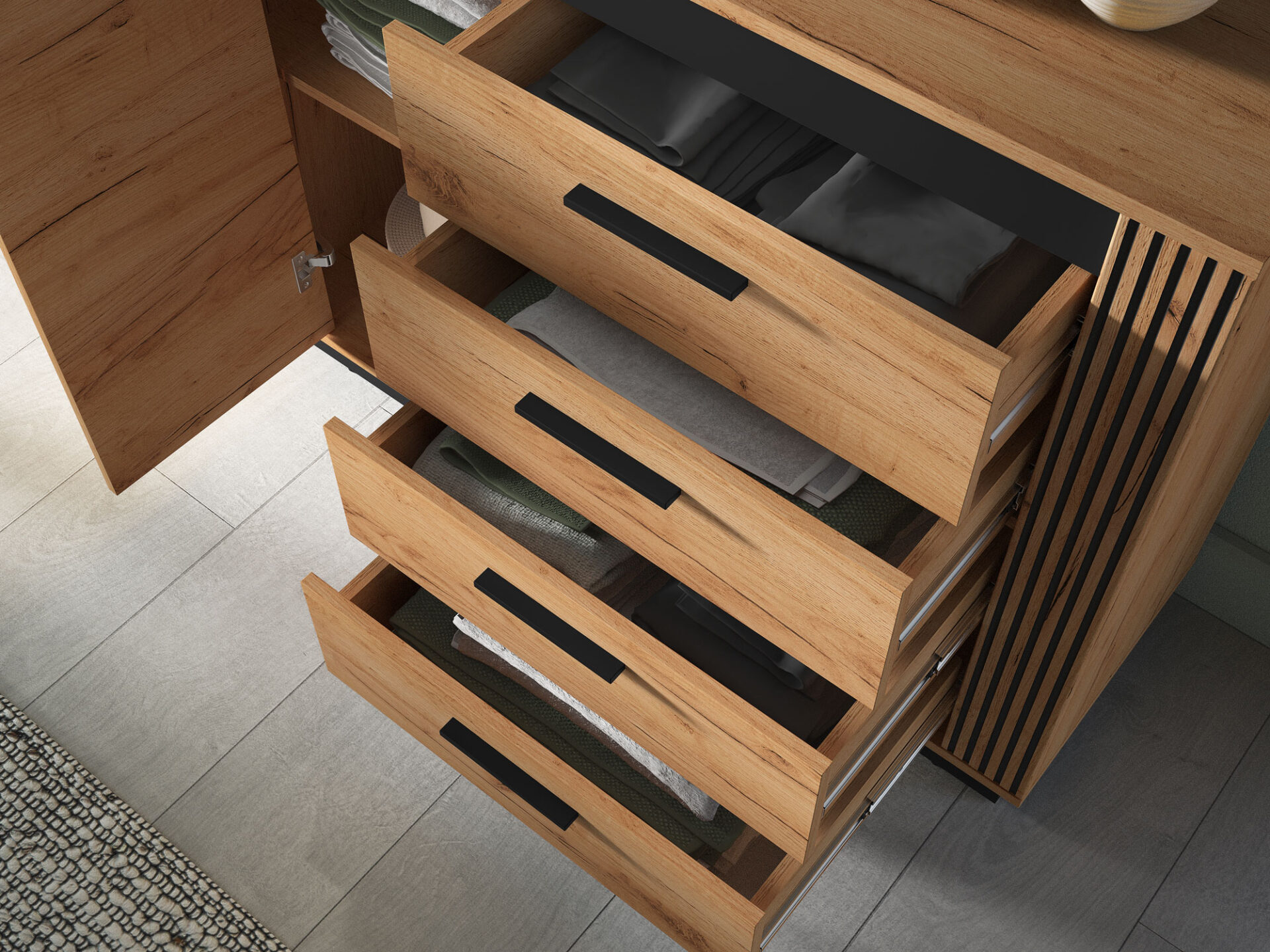 URSO 07 craft aukso/juodos spalvos komoda 1D4S