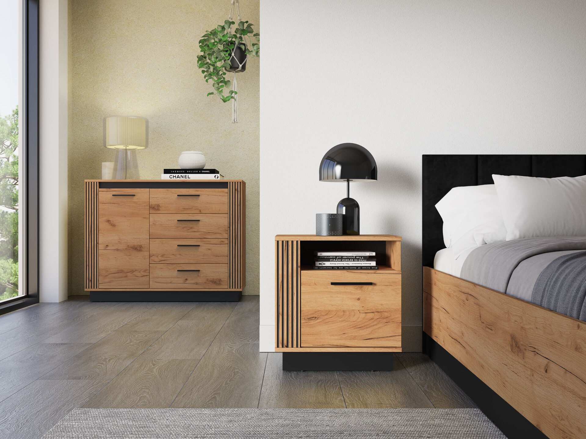 URSO 09 craft auksinė/juoda - 1D naktinis staliukas - Paveikslėlis 8