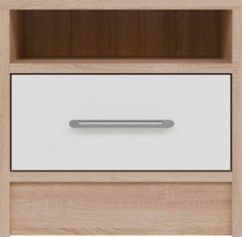 SMART 7 naktinis staliukas, sonoma ąžuolas + baltas prabangus