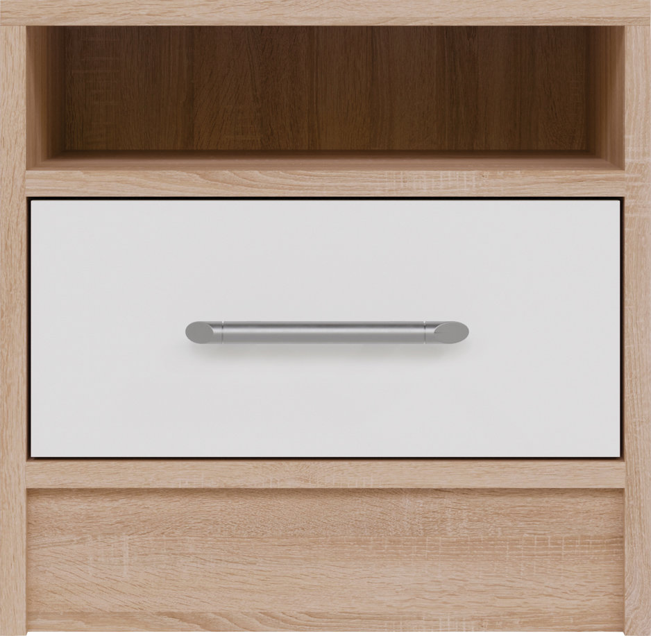 SMART 7 naktinis staliukas, sonoma ąžuolas + baltas prabangus