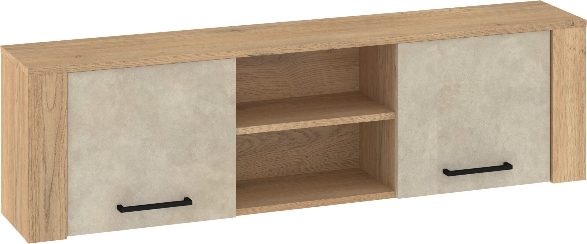 DELIS 13 baldai, sieninė lentynų spintelė su durelėmis, Cremona ąžuolas, migdolų pilka