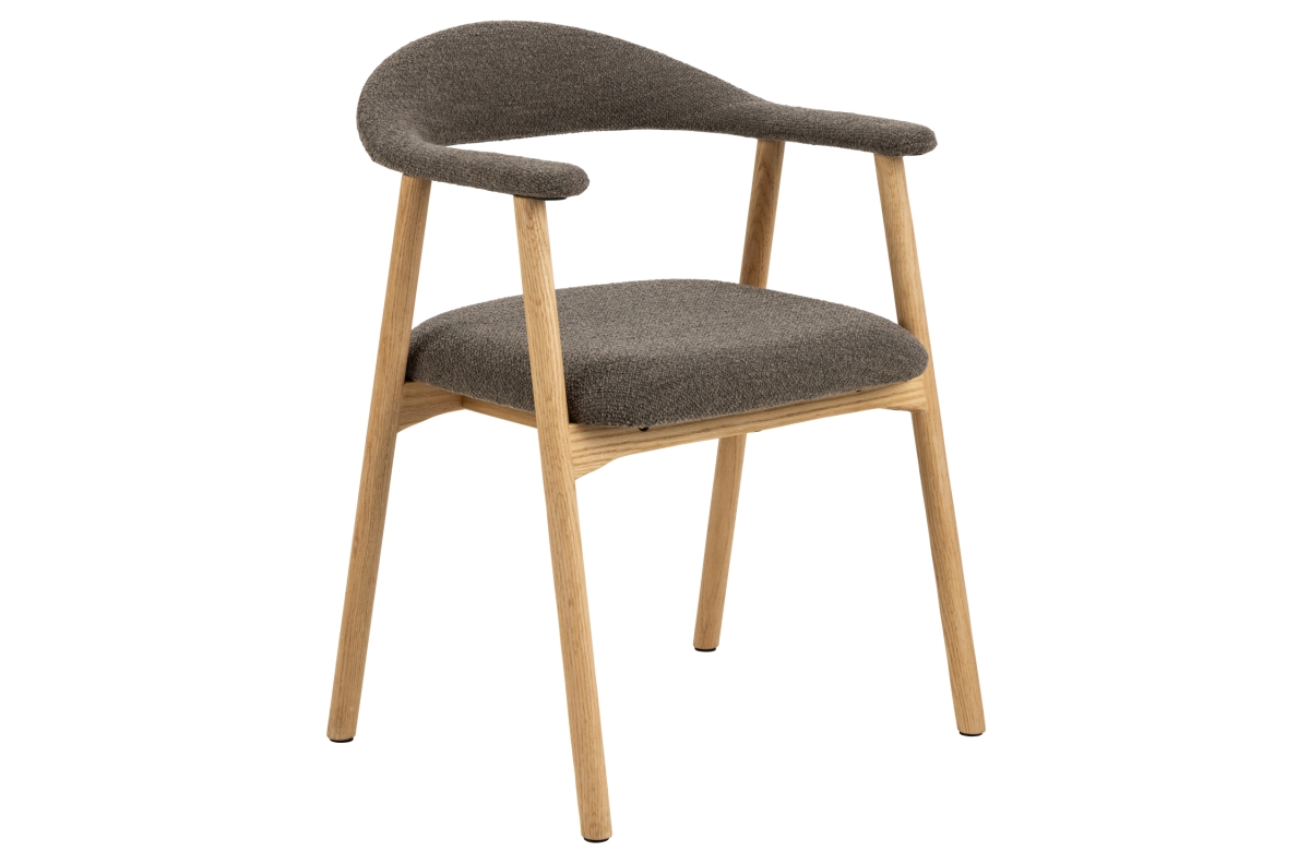 ADELE ruda pilkšvai ruda (Monza 40 audinys) / natūralaus ąžuolo rėmas - MEDINĖ BUKLĖ KĖDĖ SVETAINEI VALGOMAJAM RETRO VIRTUVEI