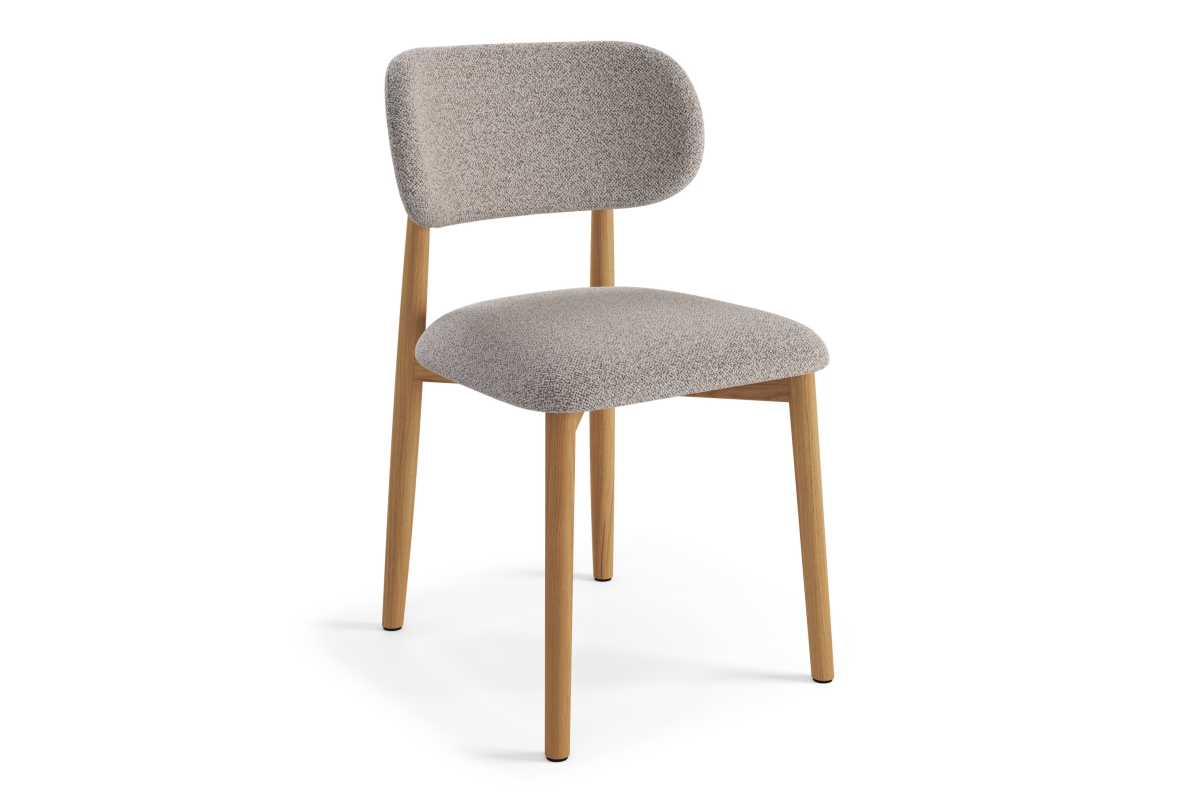 ALDO Latte Beige (audinys „Monza 60“) / lakuotas ąžuolo rėmas - MEDINĖ BUKLĖ KĖDĖ SVETAINEI VALGOMAJAM RETRO VIRTUVEI