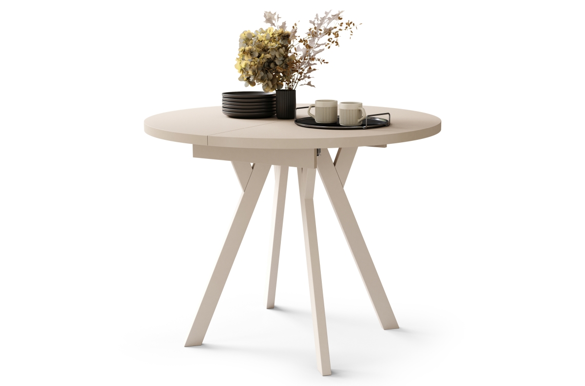 ALDO Smėlio/smėlio spalvos kojos - APVALUS IŠTRAUKIAMAS STALAS SU Y FORMOS KOJOMIS, LOFT/INDUSTRIAL, SVETAINEI/VALGOMAJAM