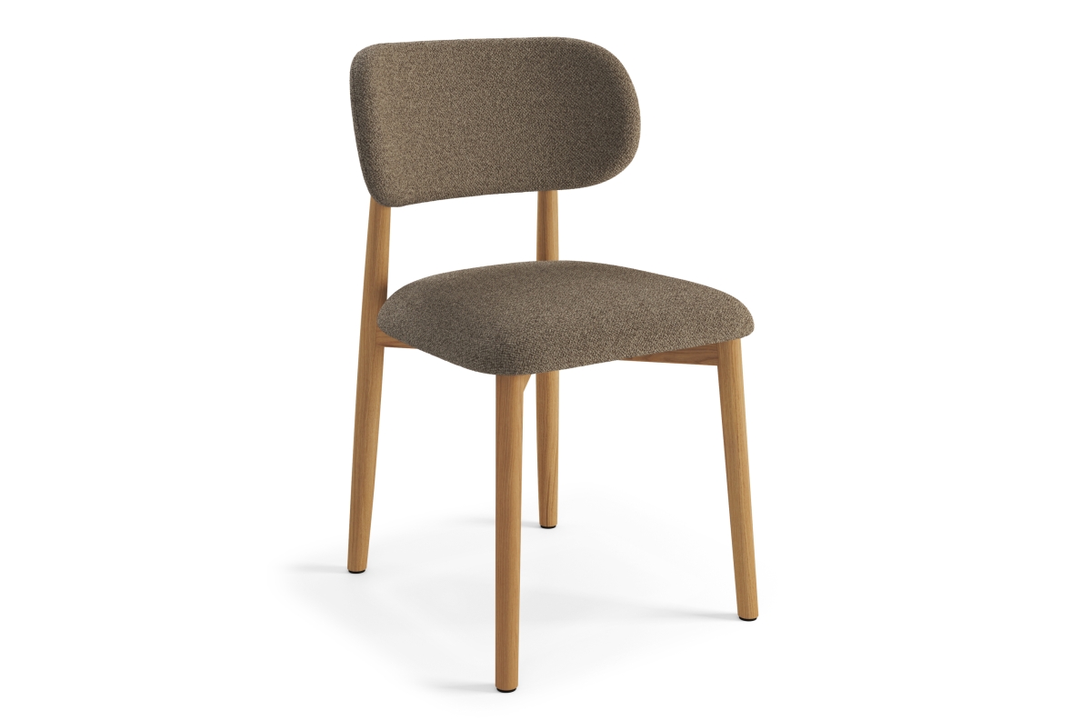 ALDO pilkai ruda (audinys „Monza 40“) / lakuotas ąžuolo rėmas - MEDINĖ BUKLĖ KĖDĖ SVETAINEI VALGOMAJAM RETRO VIRTUVEI