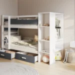 Dviaukštė lova su stalčiais ir lentyna APOLLO 2 asmenims 90x200 cm