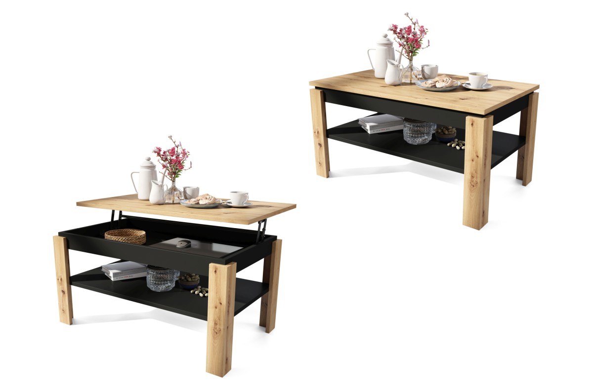 ASTI-P Artisan Oak/Black - MODERNUS SUOLAS/STALAS SU PAKELIAMU STALVIRŠIU