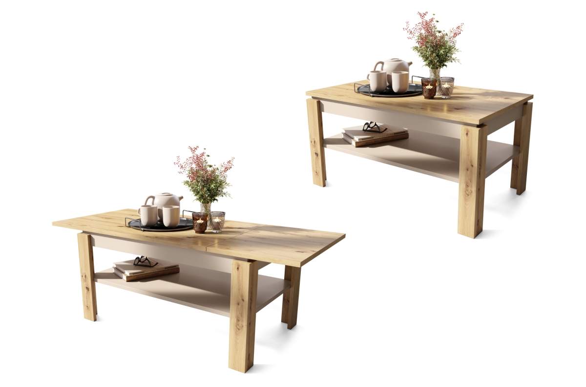 ASTI-R Artisan Oak/Beige (Champagne) - MODERNUS SUOLAS/STALAS SU IŠPLĖSTINAMU STALVIRŠIU