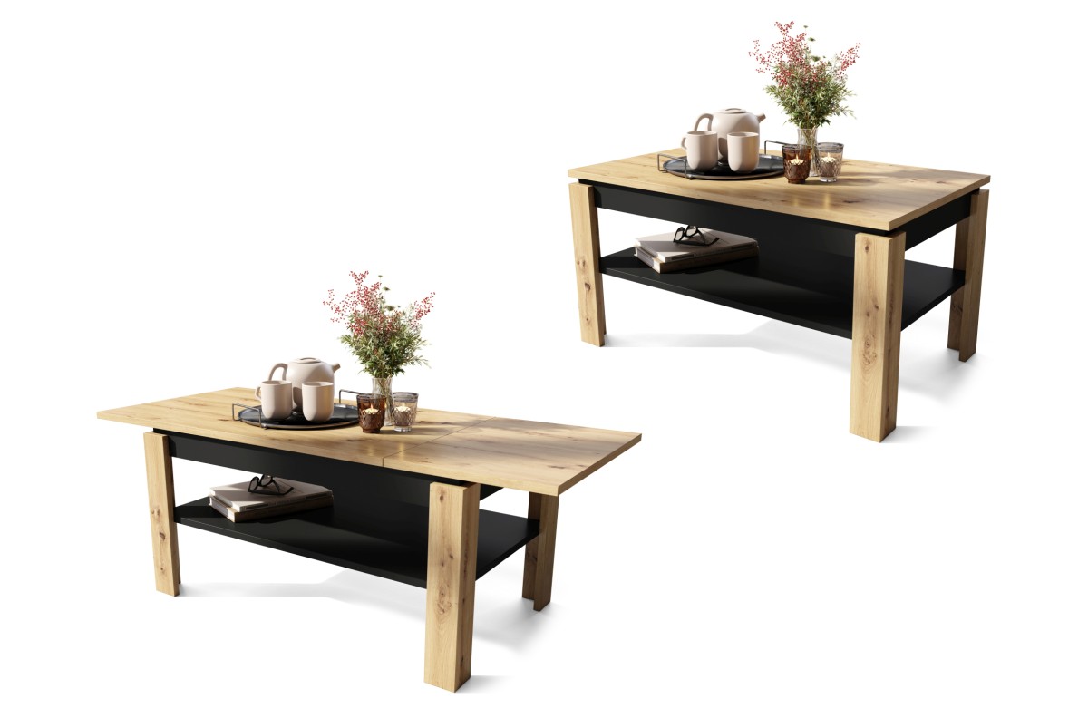 ASTI-R Artisan Oak/Black - MODERNUS SUOLAS/STALAS SU IŠPLĖSTAMA STALVIRŠIU