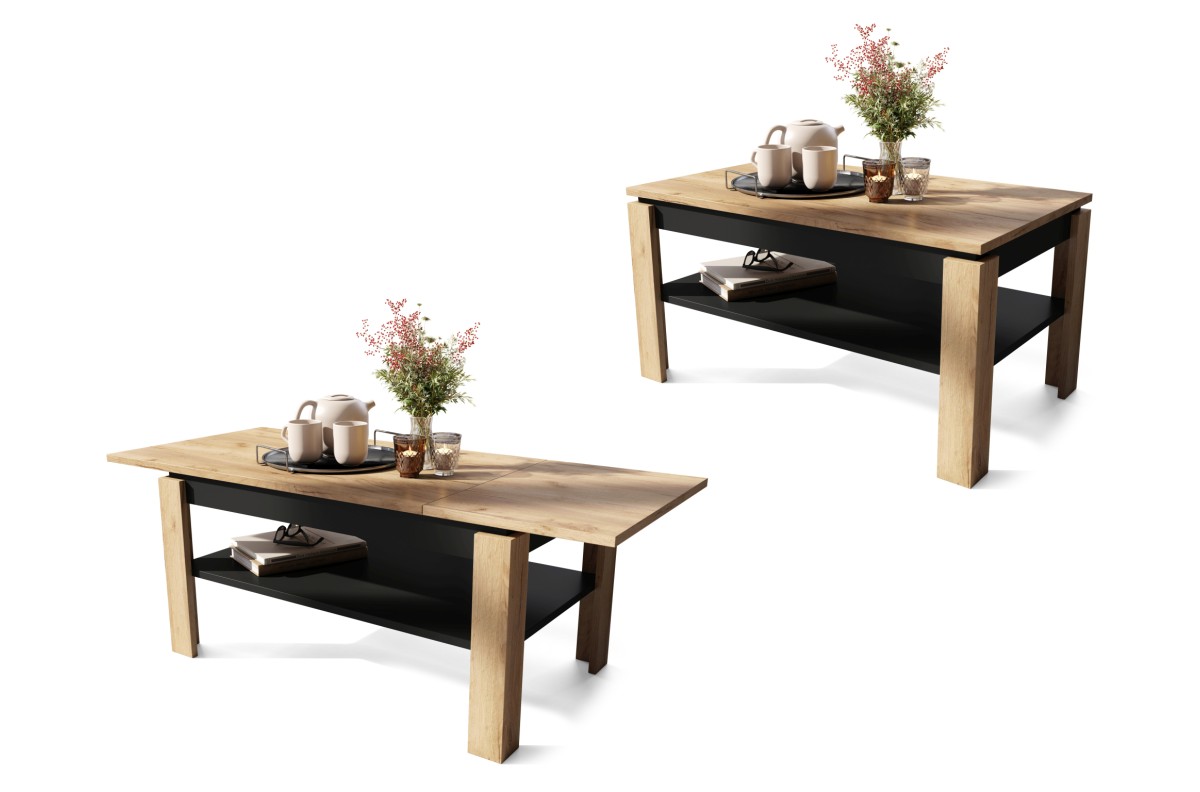 ASTI-R Craft ąžuolo, auksinės/juodos spalvos – MODERNUS SUOLAS/STALAS SU IŠPLĖSTAMA STALVIRŠIU