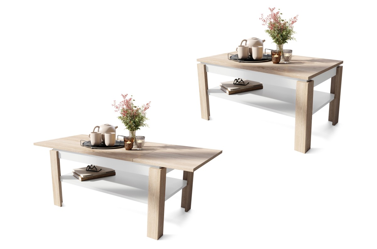 ASTI-R Sonoma ąžuolas/matinė balta - MODERNUS SUOLAS/STALAS SU IŠPLĖSTAMA STALVIRŠIU