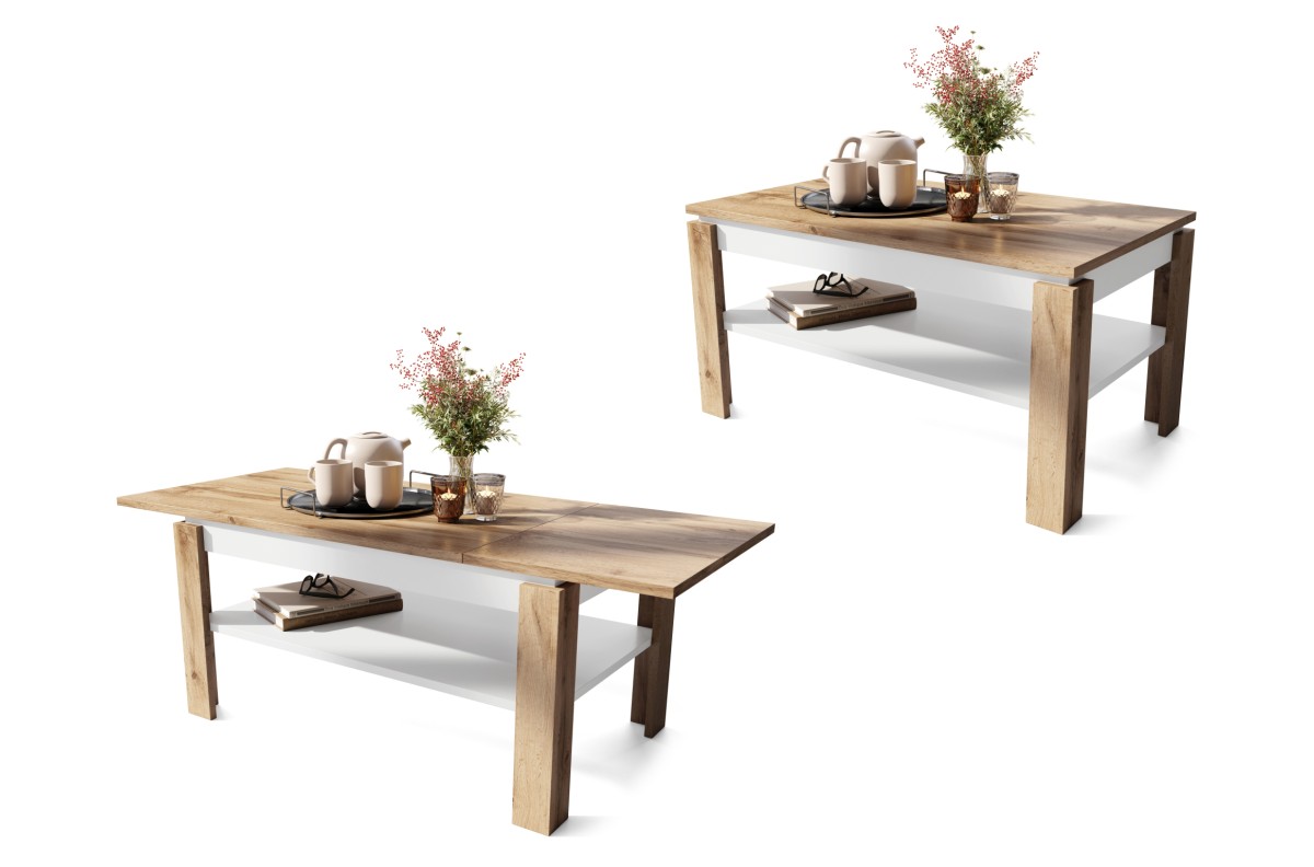 ASTI-R Wotan ąžuolas/matinė balta - MODERNUS SUOLAS/STALAS SU IŠPLĖSTAMA STALVIRŠIU