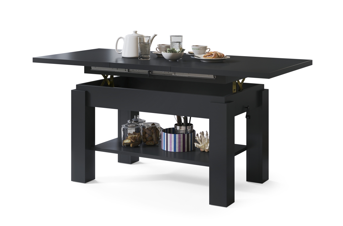 ASTORIA juodas matinis - sulankstomas kavos staliukas su lentyna