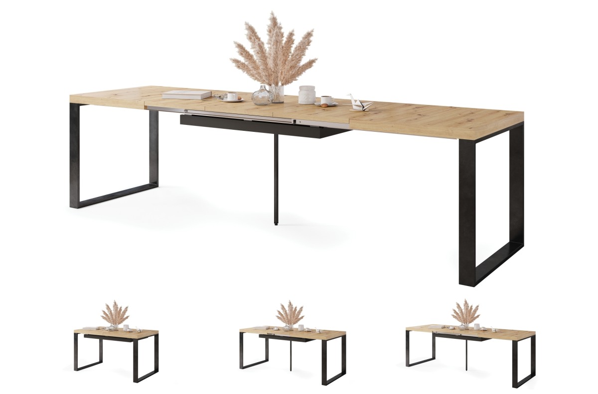 AVARI Artisan Oak - PALĖPĖS STALAS SVETAINEI/VALGOMAJAM, IŠSITRAUKIAMAS IKI 270 ARBA 290 CM!