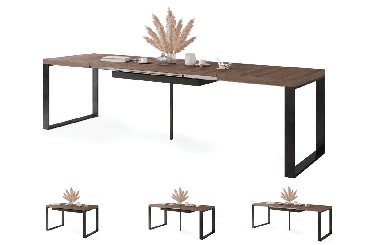 AVARI rudo ąžuolo spalvos - palėpės stalas svetainei/valgomajam, prailginamas iki 270 arba 290 cm!