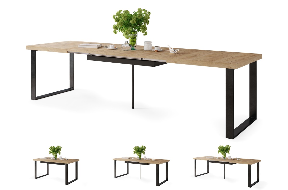 AVELLA Gold Craft Oak - PALĖPĖS STALAS SVETAINEI/VALGOMAJAM, IŠSITRAUKIAMAS IKI 310 CM!