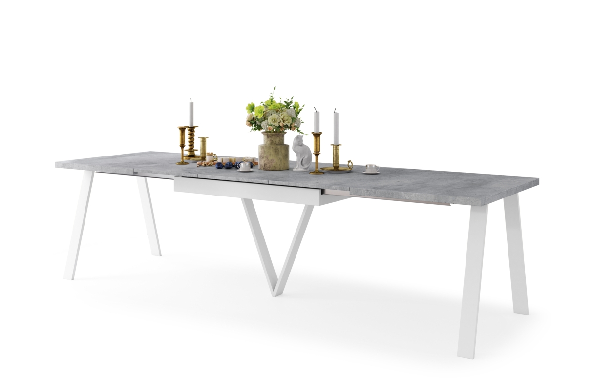 AVERY Millenium betoninis/baltas dugnas - PALĖPĖS/PRAMONINIS STALAS SVETAINEI/VALGOMAJAM, IŠTRAUKIAMAS - 2 DYDŽIAI!