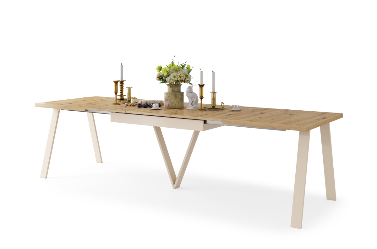 AVERY Artisan ąžuolo/smėlio (šampano) spalvos dugnas - PALĖPĖS/PRAMONINIS STALAS SVETAINEI/VALGOMAJAM, IŠTRAUKIAMAS - 2 DYDŽIAI!